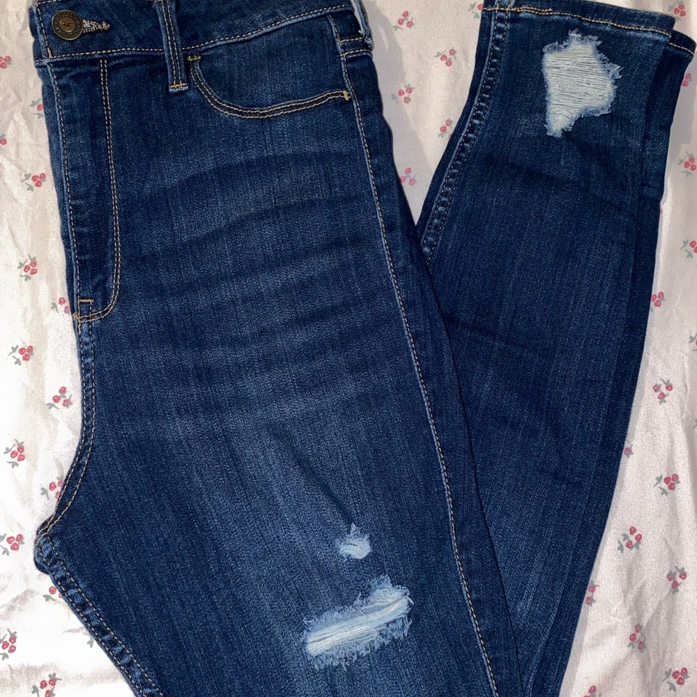Hollister Blue Skinny Distressed Jeans